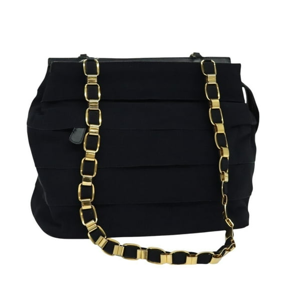 Pre-Owned Salvatore Ferragamo Vala Shoulder Bag Canvas Navy Canvas Shoulder Bag Bag