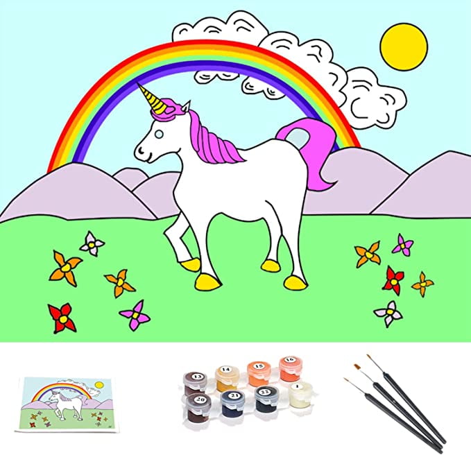 Ledgebay Beginners Paint by Number Kit PBN Art Set with Wood Handle Paint Brushes