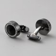 thumbnail image 2 of Gemelos de resina de aleación de platino genéricos de 28 x 9 mm con diamantes de imitación redondos y piedra transparente, unisex, para esmoquin, camisa, accesorios de negocios o formales., 2 of 2