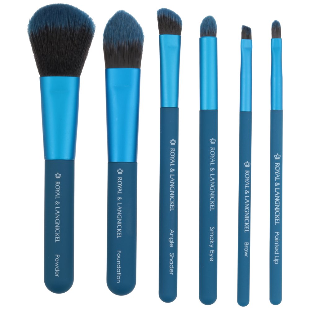 MODA 7PC Total Face Makeup Brush Kit, Blue