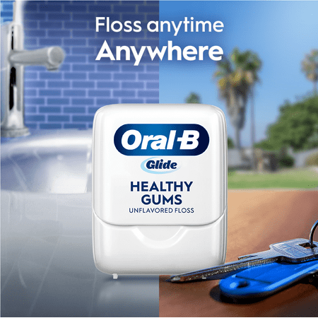 Oral-B Glide Healthy Gums Unflavored Dental Floss, Smooth, Strong, Shred Resistant 50m