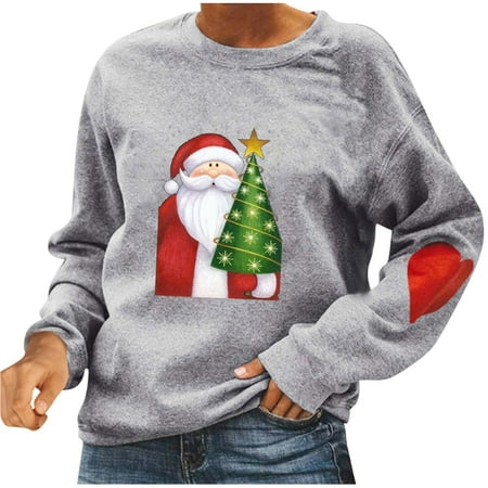 

Zedker Graphic Sweatshirts for Women Loose Fit Cute Sweatshirts for Women Plus Size Women s Round- Neck Christmas Printing Recreational Sweatshirt Long Sleeve Tops