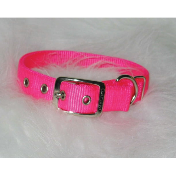 Hamilton 1" Double Thick Nylon Deluxe Dog Collar, 22" long, Hot Pink