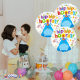 thumbnail image 5 of PMU Happy Birthday Hip Hip Hooray Hippo 18 Inch Mylar Foil Balloon Pkg/10, 5 of 7