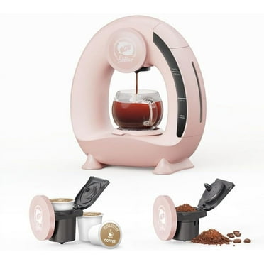 i Cafilas Single Serve Coffee Maker For KCup/Ground Coffee, MINI Q Americano 2 in 1 Coffee Machine Mini One Cup Coffee Brewer/Tea Maker With Coffee Filter/KCUP-Adapter, 4-8oz Brew Sizes, Pink