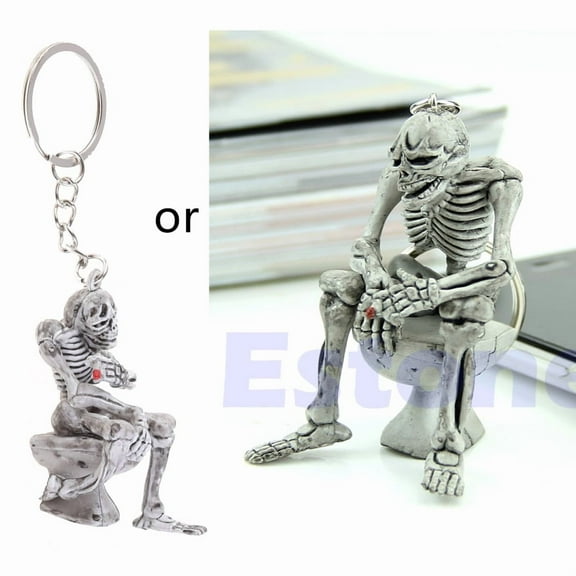 Skull Toilet Keychain - Gothic Humor Accessory