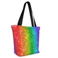 thumbnail image 2 of Kll Tote Bag For Women Glitter Rainbow Print Shopping Grocery Reusable Bags For Office School Shopping Travel, 2 of 8