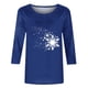 thumbnail image 3 of Camisetas de Manga Larga de las Mujeres Imprimir Navidad Cuello Redondo 3/4 Manga Suéter, Top Casual para las Vacaciones, 3 of 3