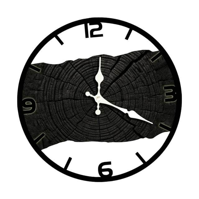 Luzkey Wall Clock Silent Wood Decor Wall Hanging Clock Non Ticking Rustic Country Artistic Tree Rings Pattern Suitable for Office Living Room Bedroom Kitchen black
