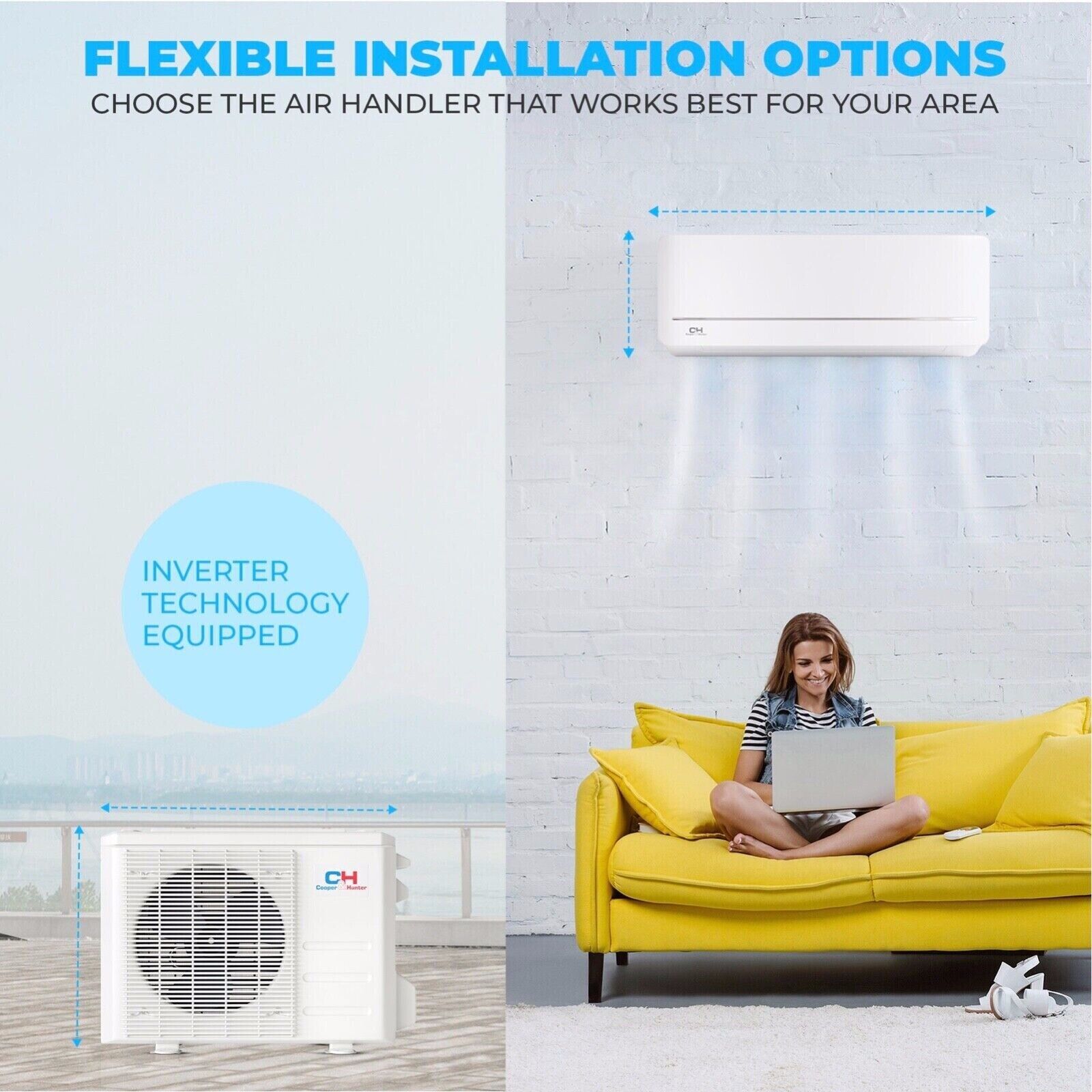 Cooper & Hunter 10000 BTU Mini Split Inverter AC, Energy Star Heating Cooling Unit