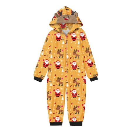 

LINMOUA Christmas Hooded Jumpsuit Pajamas Elk Loungewear Outfits Family Xmas Pjs Matching Sets