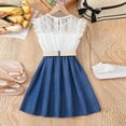 thumbnail image 5 of Godom Little Girls Dress Short Sleeve Cold Shoulder Solid Color Swing Casual Dresses Tween Dresses, 5 of 7
