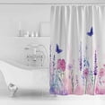 thumbnail image 4 of Small Stall Shower Curtain 36x72 Inch Narrow Half Size Watercolor Flowers Bath Curtains Bathroom Decor Butterfly Lavender Watercolor Spring Waterproof Fabric Shower Curtain Set with Hooks 36 Inch, 4 of 6