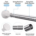 thumbnail image 6 of VEGCOO 51” to 168” Adjustable Shower Curtain Tension Rod, Stainless Steel, 6 of 8