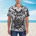 thumbnail image 4 of Goofa Monochrome Deer Floral Hawaiian Shirt for Men, Unisex Summer Beach Casual Short Sleeve Button Down Shirts,Aloha Tropical Floral print shirt-Large, 4 of 9