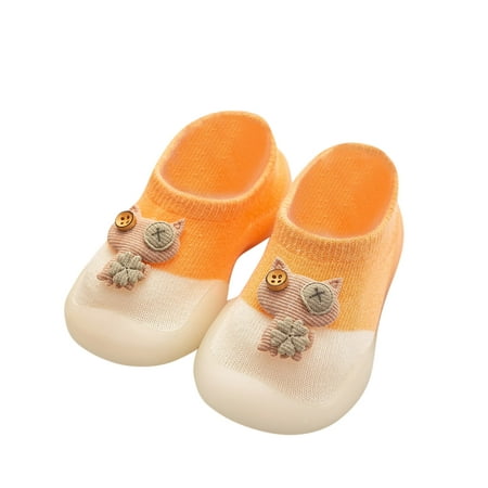 

Yinguo Toddler Indoor Cartoon Cats First Walkers Casual Baby Elastic Socks Shoes Orange 26