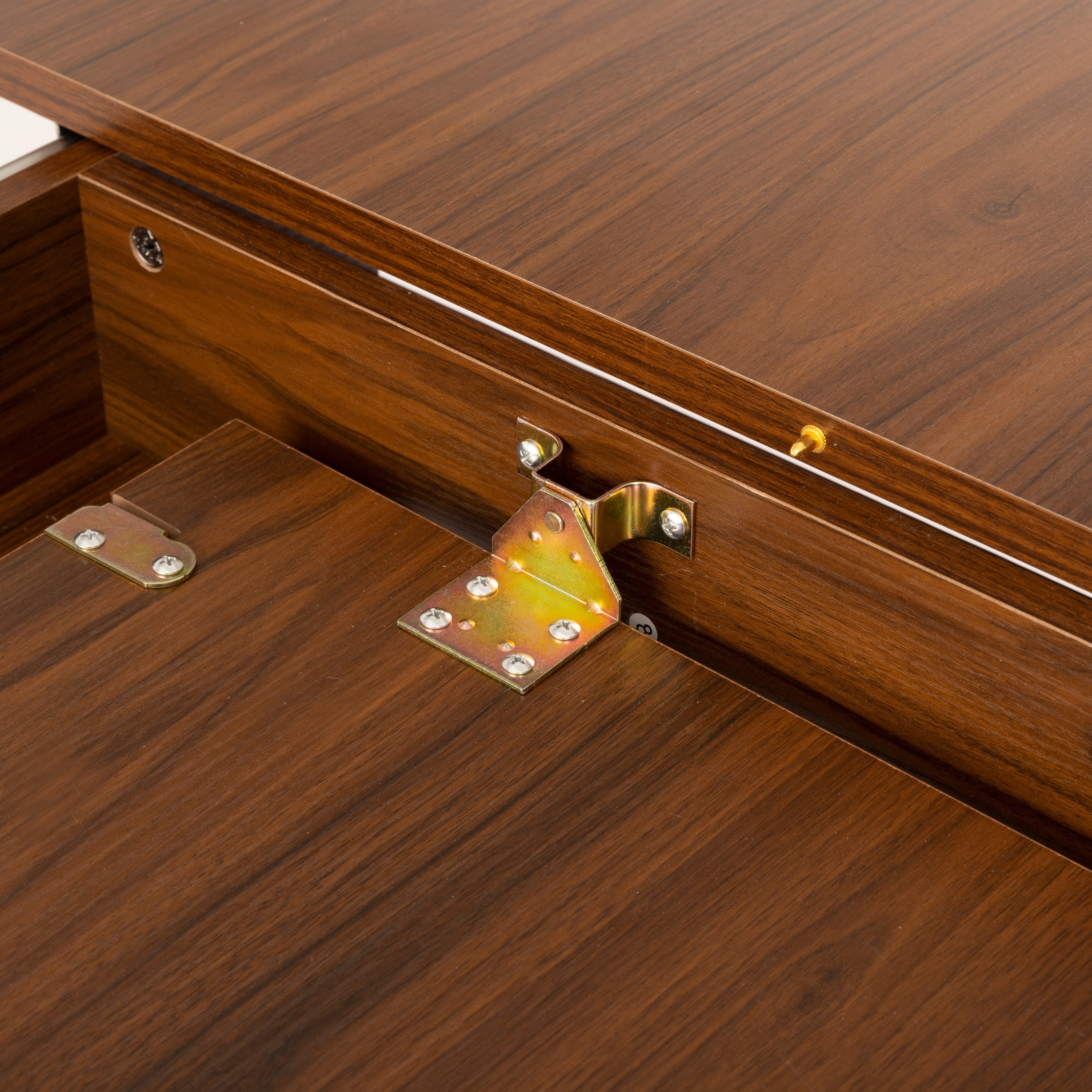 BSHTI Extendable Dining Table with Storage Shelf, MDF with Walnut Grain, Retractable Design Seats 4-6, Easy Assembly