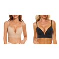 thumbnail image 1 of 2 Pack(Black 1PCS & Beige 1PCS) Multipack Women Bras French Deep V Low Support Bra Cut Large Open, 1 of 4