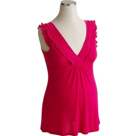 Maternity Sleeveless Jersey Ruffle Top