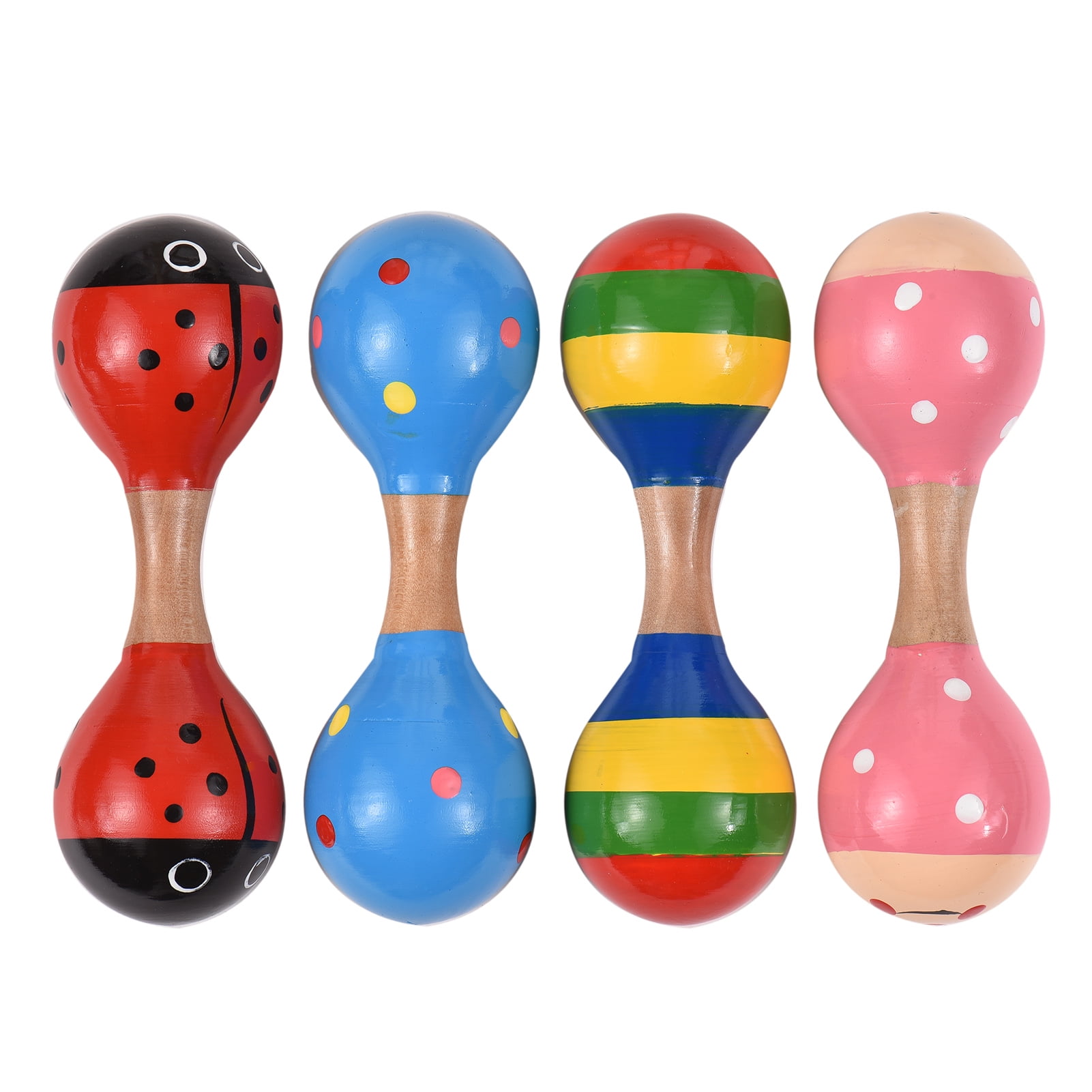 4pcs Wooden Maracas Shaker Baby Rattles for Kids Cute Colorful