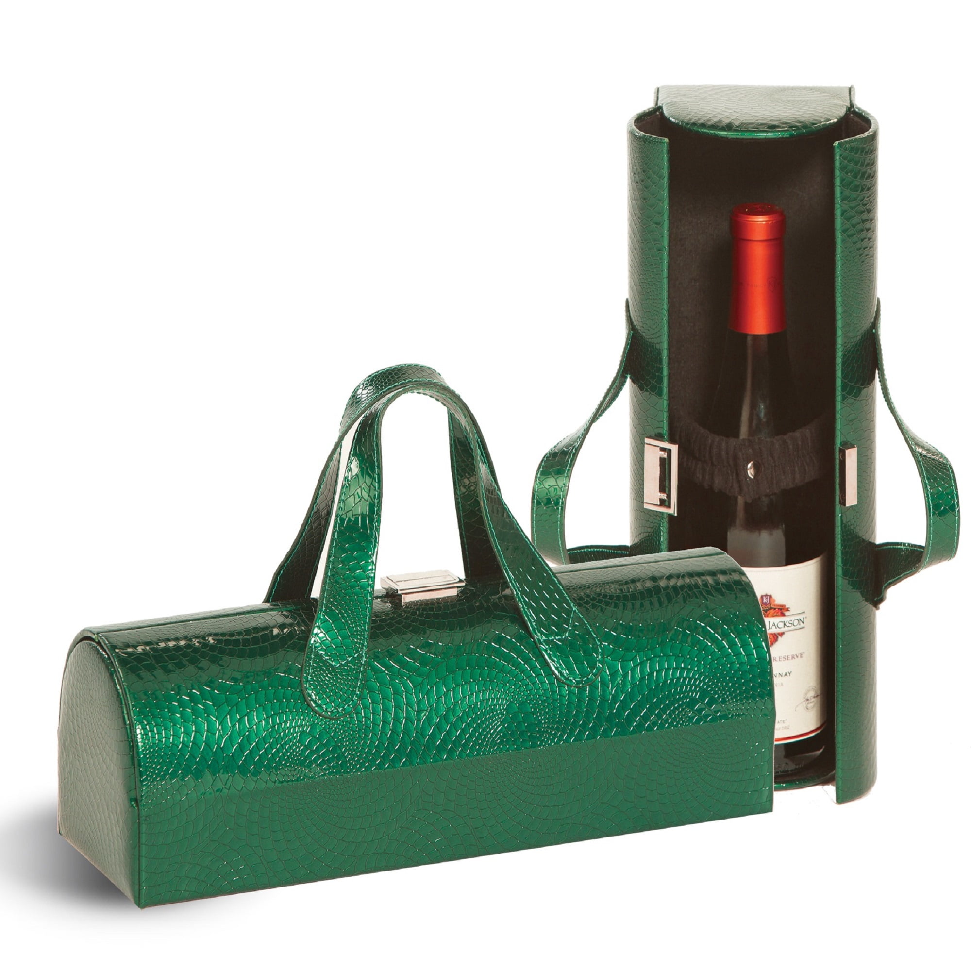 4.5” Green Leather Carlotta Clutch Wine Bottle Clutch