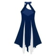 thumbnail image 5 of Alvivi Women Halter Mesh Color Block Leotard Dress Lyrical Modern Contemporary Ballet Dancewear Navy_Blue XL, 5 of 7