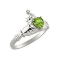 thumbnail image 3 of RYLOS Rings 14K White Gold Claddah Love, Loyalty & Friendship Ring Heart 6MM Gemstone & Diamond Claddagh Rings August Peridot Jewelry Size 7, 3 of 7