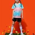thumbnail image 6 of Fldy Kids Boys Soccer Jersey Girls Football Team Uniform Short Sleeve T Shirts and Shorts Outfits Light Blue 2XS, 6 of 7