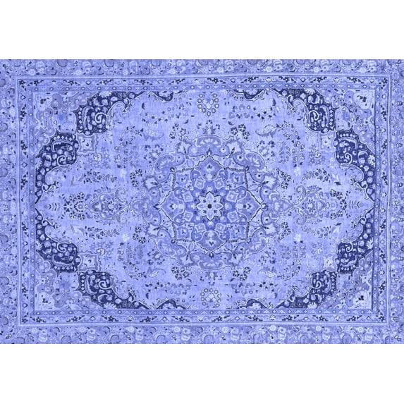 Ahgly Company Machine Washable Indoor Rectangle Abstract Blue Modern Area Rugs, 7' x 9'