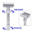 thumbnail image 3 of Er na New Adjustable Double Edge Shaving Safety Razor Shaver Blades Zinc Alloy Chrome Razors With 5 blades, 3 of 11