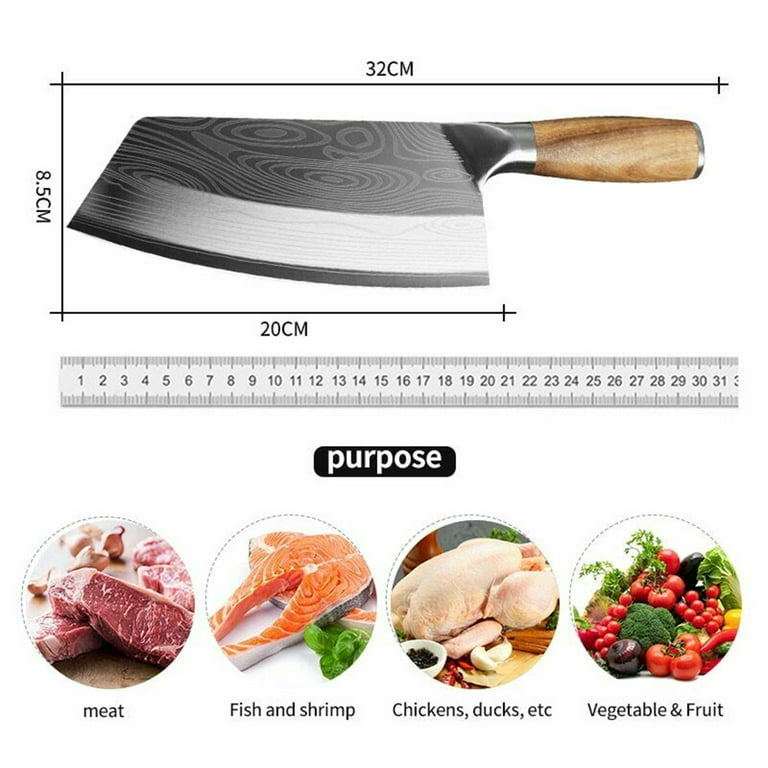 Kepeak Chinese Kitchen Slicing Cleaver Chef Knife Knives, Stainless Steel,  Ultra Sharp 