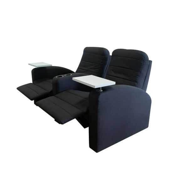 Sillon Reclinable Reposet Doble Mobydec para cine en casa con mesas y portavasos