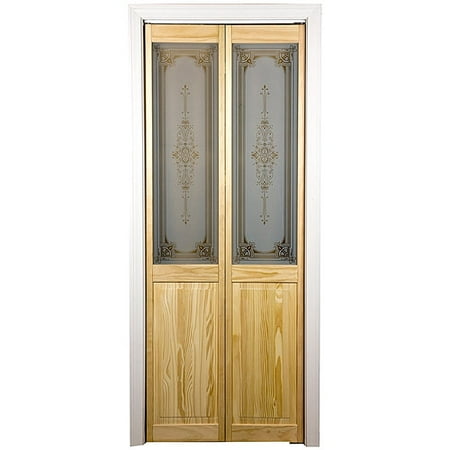 Pinecroft 830726 Burgundy Half Glass Interior Bifold Wood Door 30