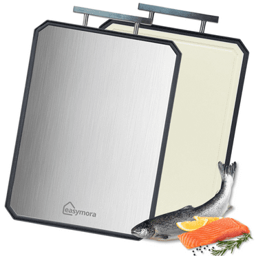 Titanium Cutting Board 16x11 Inch – Double-Sided with Pure Titanium & Wheat Straw, Non-Toxic Large Chopping Board for Kitchen with Handle