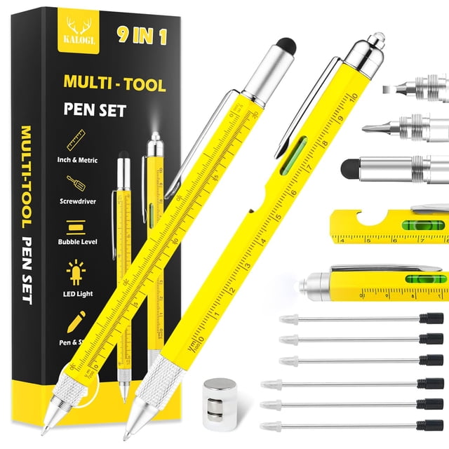 Bolígrafo multifunción 2 piezas KALOGL con stylus, luz LED y regla