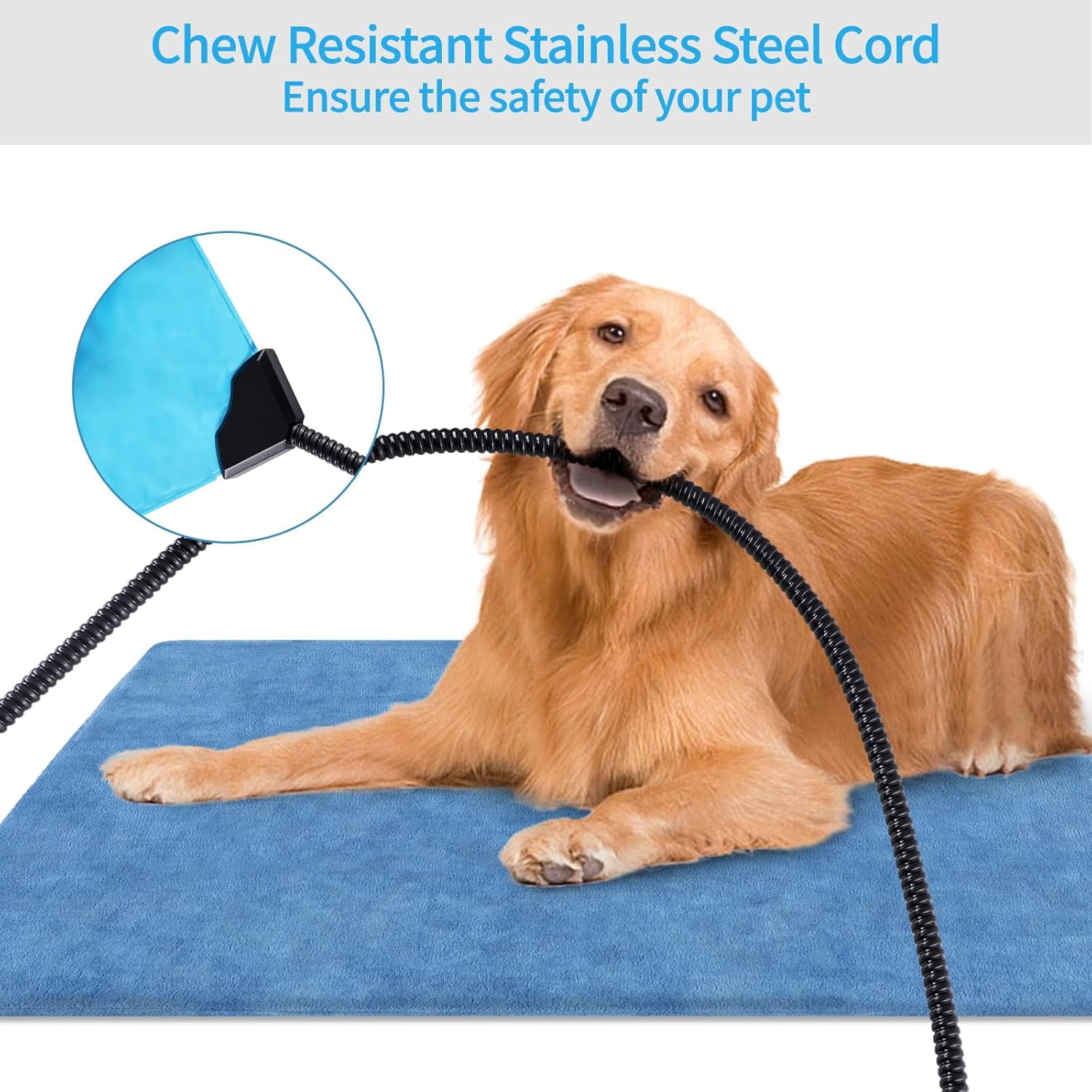 Pet Heating Pad for Cats Dogs Indoor Outdoor   Heated Pads Mat with Stainless  Resistant Cord 5 Timer and 6 Level Temperature Warming Pad Bed Warmer-17.7x17.7