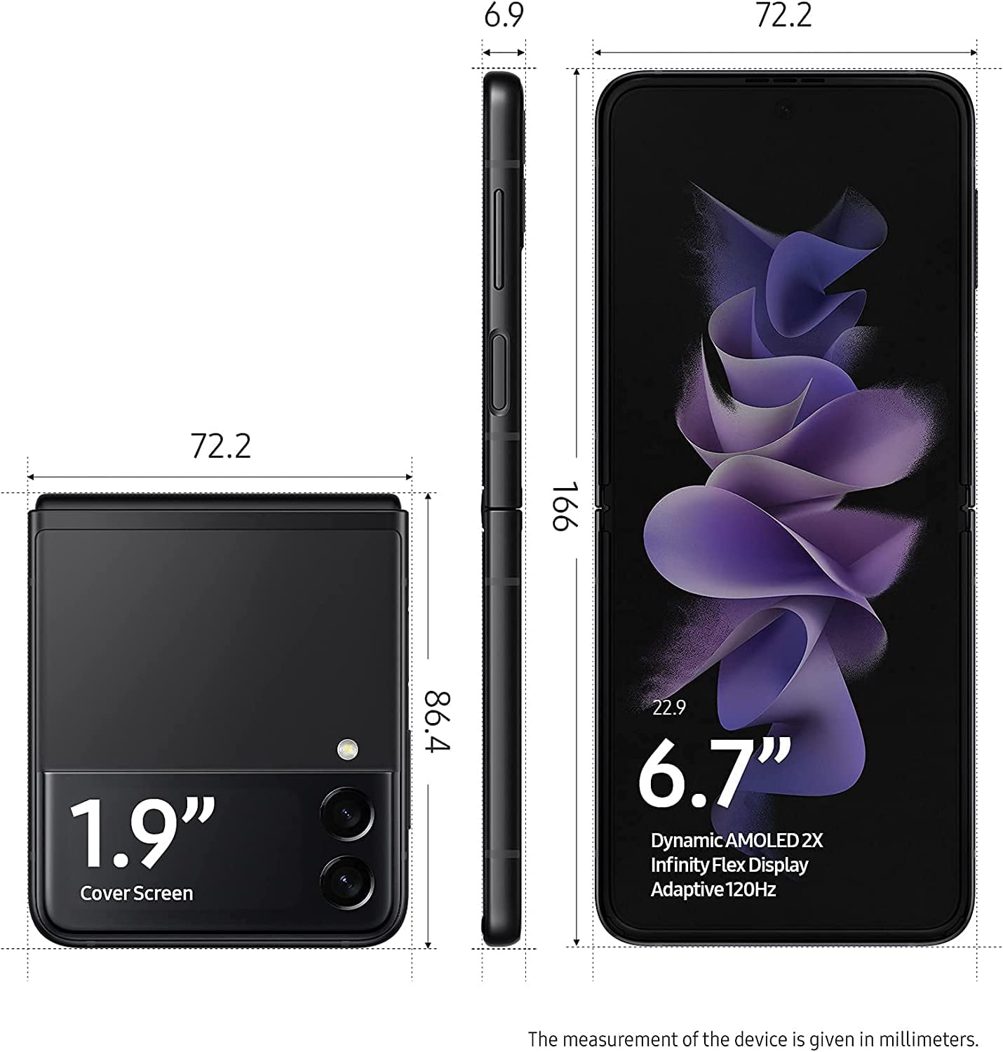Open Box SAMSUNG GALAXY Z FLIP 3 5G 128GB UNLOCKED - PHANTOM BLACK