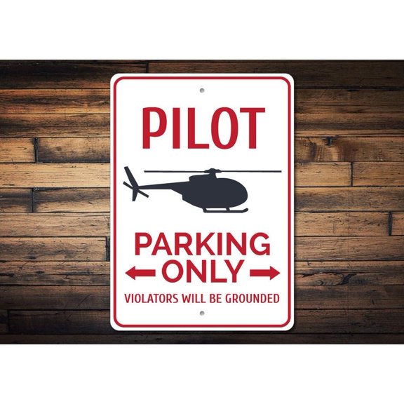 Pilot Parking Novelty Decor, Metal Wall Sign - 10x14 Inches