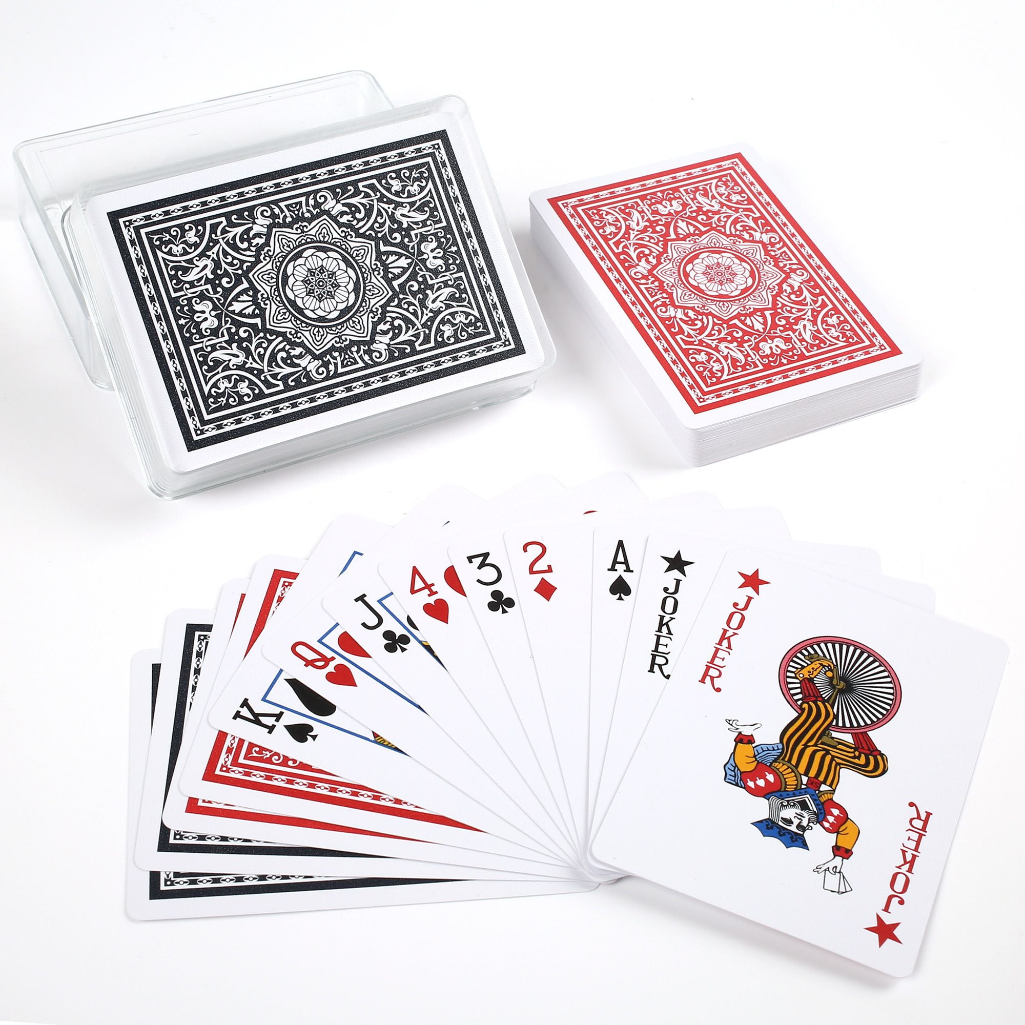 Twin Deck Set 100% Plastic Black & White King Design Poker Playing Cards