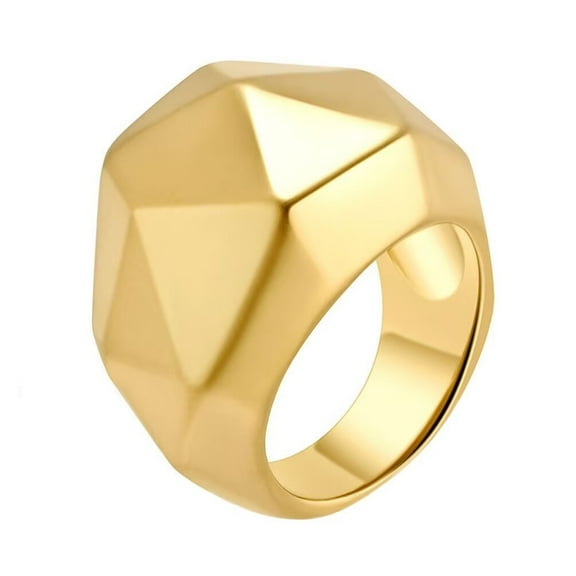 PAMTIER Women's Stainless Steel Minimalism Classic Geometric Cutting Exaggerated Ring Gold Size 6