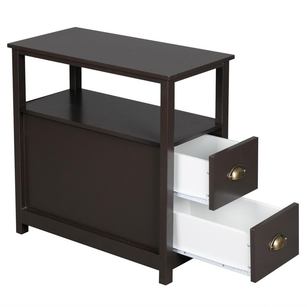Zimtown Computer Side Table Double Layer Coffee Writing Desk With Two