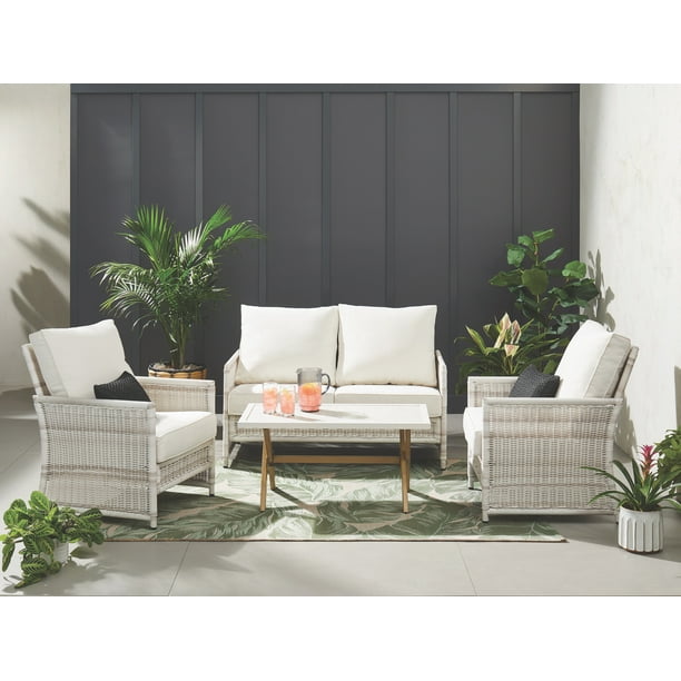 Better Homes & Gardens Paige 4Piece Wicker Outdoor Conversation Set