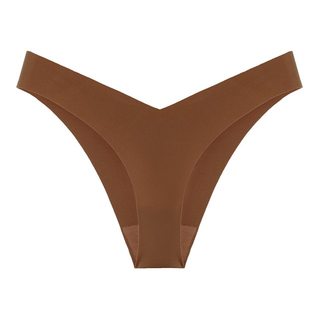 Gibobby Ropa interior termica Ropa interior de seda de hielo sin rastro para mujer Pantalones de triángulo sexy cómodos de cintura media(Café, XL)