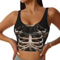 thumbnail image 1 of Fotbe Cyber Skeleton With Tattoos Pattern Womens' Sports Bra Longline Wirefree Padded with Medium Support Sports Moisture-Wicking Workou Vest,Tank Top-Large, 1 of 8