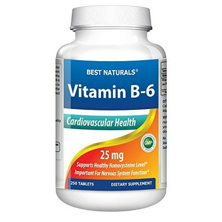 La vitamine B-6 100 mg 250 comprimés par Best Naturals - Prise en charge Casrdiovascular santé - Fabriqué en Ce à base USA GMP
