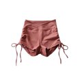 thumbnail image 2 of facefd Femmes Taille Haute Shorts Cordon Élastique Hanche Levage Collants Rapide Sec Gym Pousser le Legging Court Yoga Course Rouge S, 2 of 9