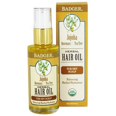 Hair Oil Herbal For Dry Scalp Jojoba, Rosemary & Tea Tree - 2 fl. oz. by Badger (pack of