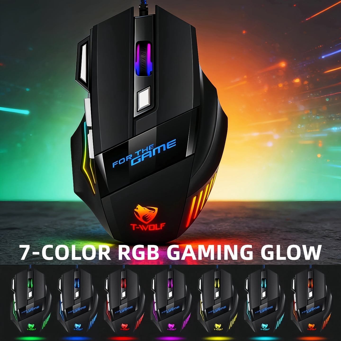 High-Performance Wired Gaming Mouse for PC/Laptop - Optical Sensor, Adjustable DPI, RGB Lighting, Metal Base, 6 Buttons, Ambidextrous Design, Driver Support for Esports & Office
