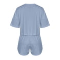 thumbnail image 6 of Jamicy Women's Pajamas Set Solid Color Casual Sleepwear Tee Shirts and Shorts Side Slit Crewneck Loungewear Two-Piece Set for Home Wear, 6 of 9