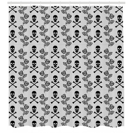 Gothic Shower Curtain Monochrome Lace Style Pattern With Romantic
